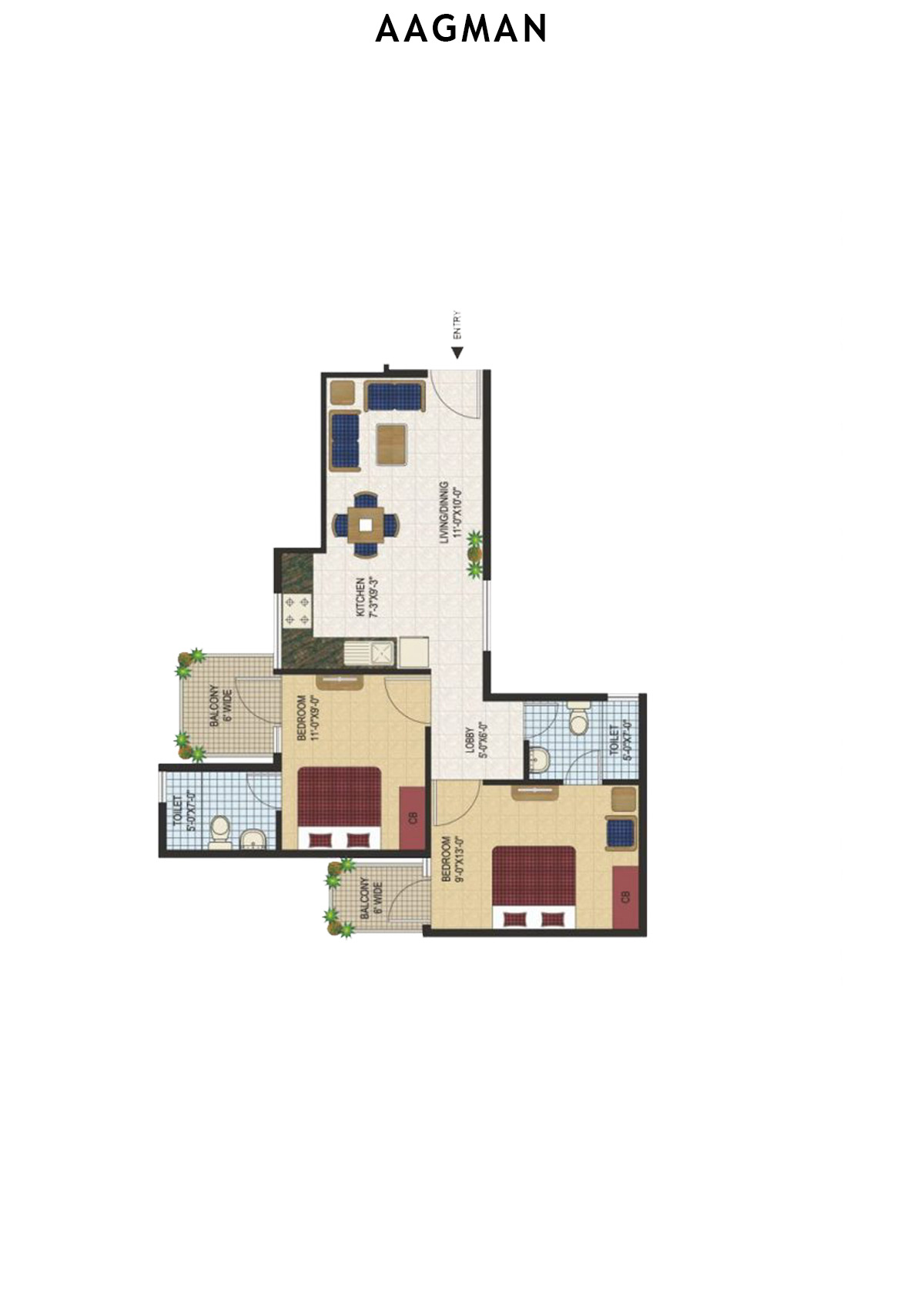 Aagman Tower 1 Unit 4 (Type A1) Floor Plan