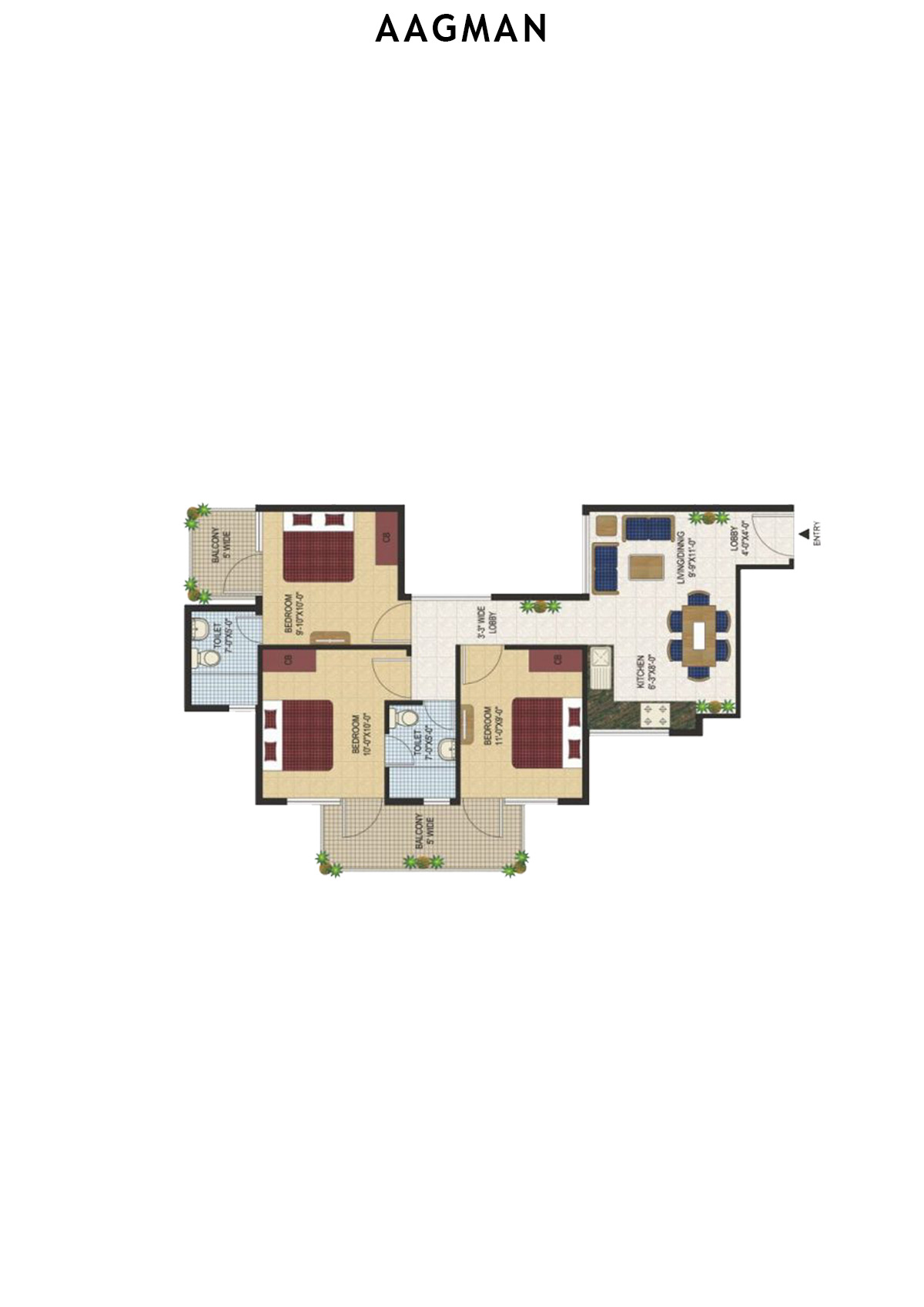 Aagman Tower 1 Unit 5 (Type A) Floor Plan