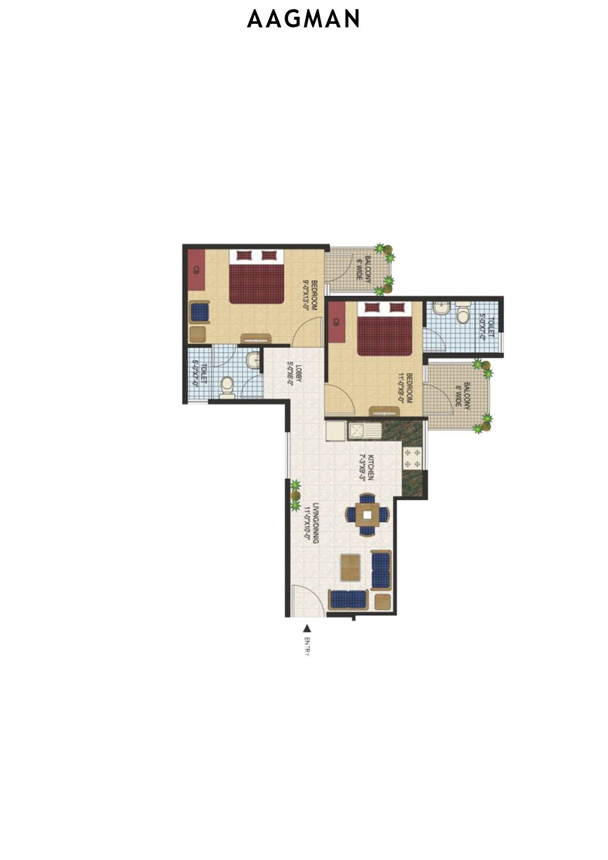 Aagman Tower 1 Unit 8 (Type A1) Floor Plan