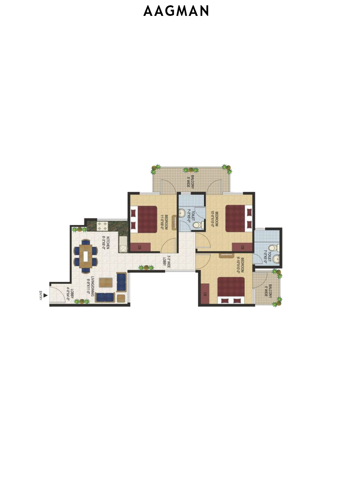 Aagman Tower 2 Unit 1 (Type A) Floor Plan