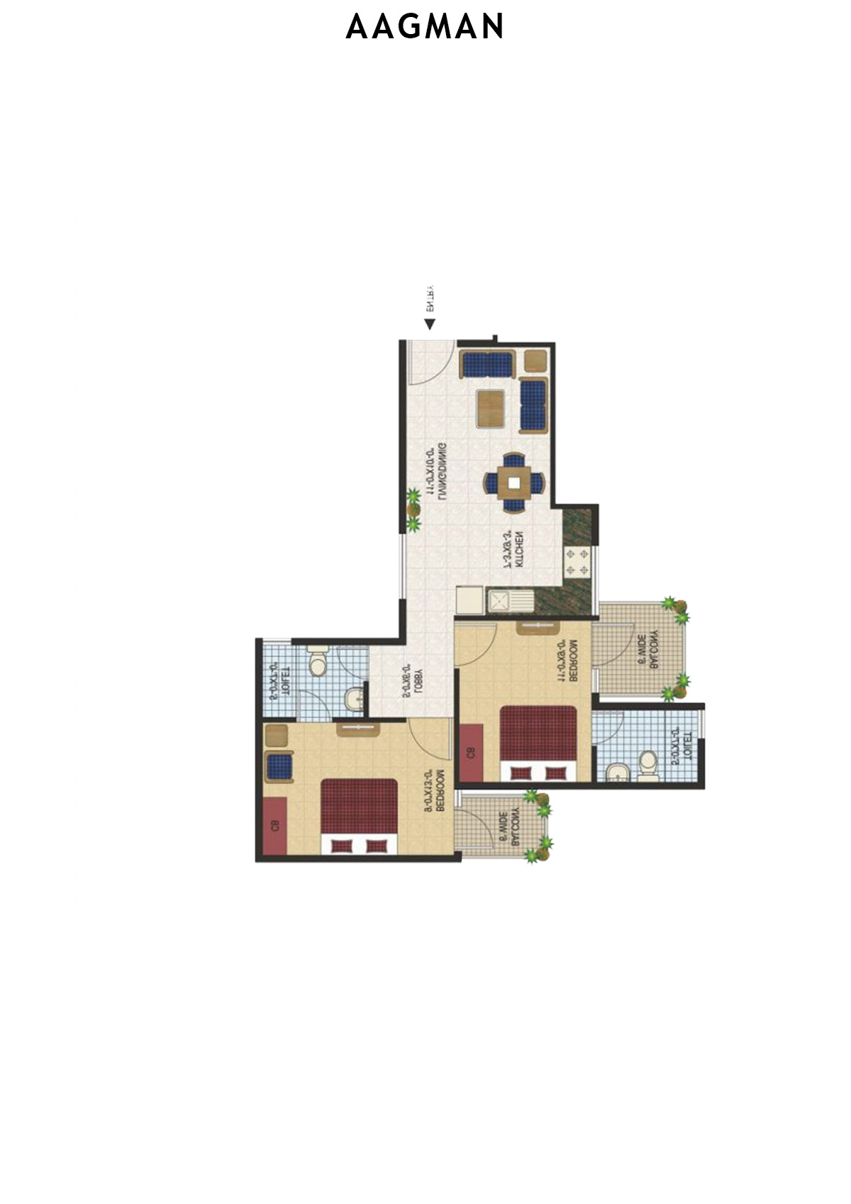 Aagman Tower 2 Unit 3 (Type A1) Floor Plan