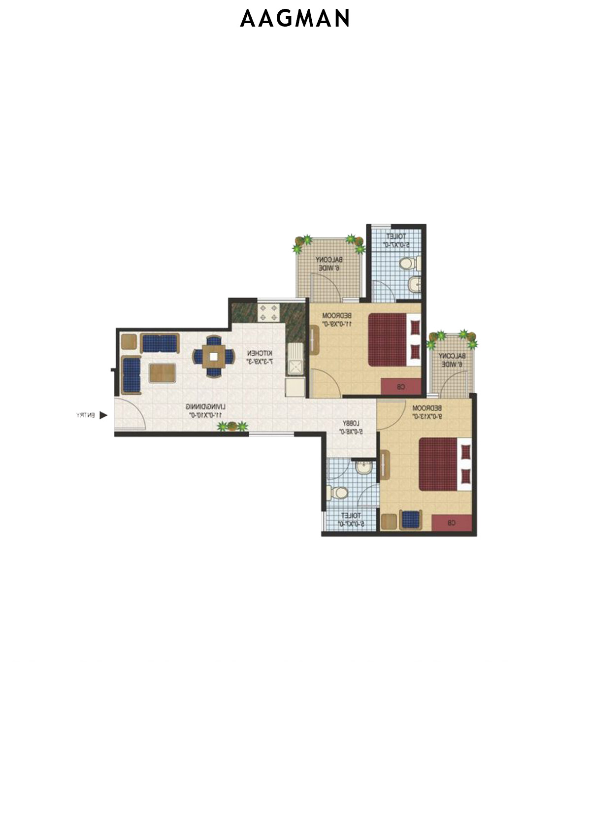 Aagman Tower 3 Unit 1 (Type A1) Floor Plan