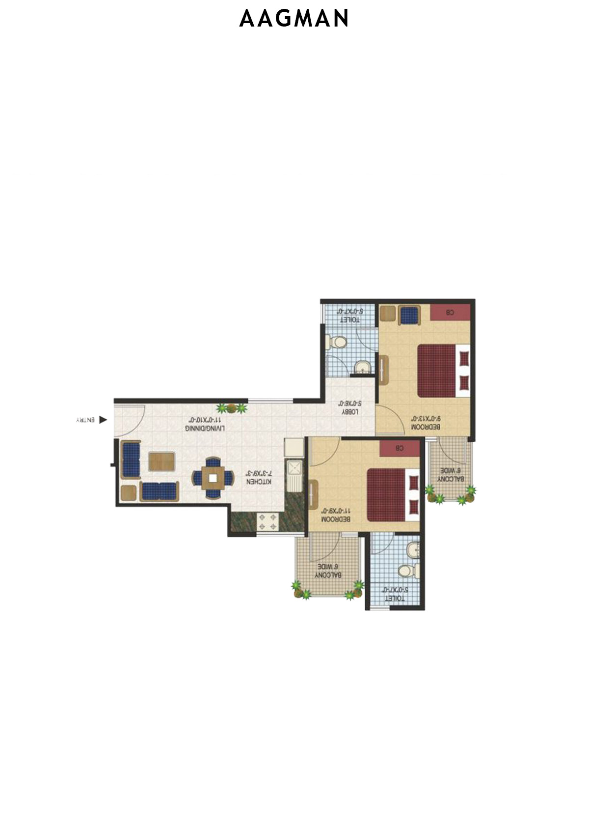 Aagman Tower 3 Unit 2 (Type A1) Floor Plan