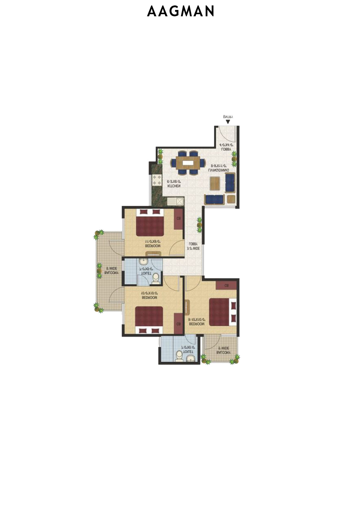 Aagman Tower 3 Unit 4 (Type A) Floor Plan