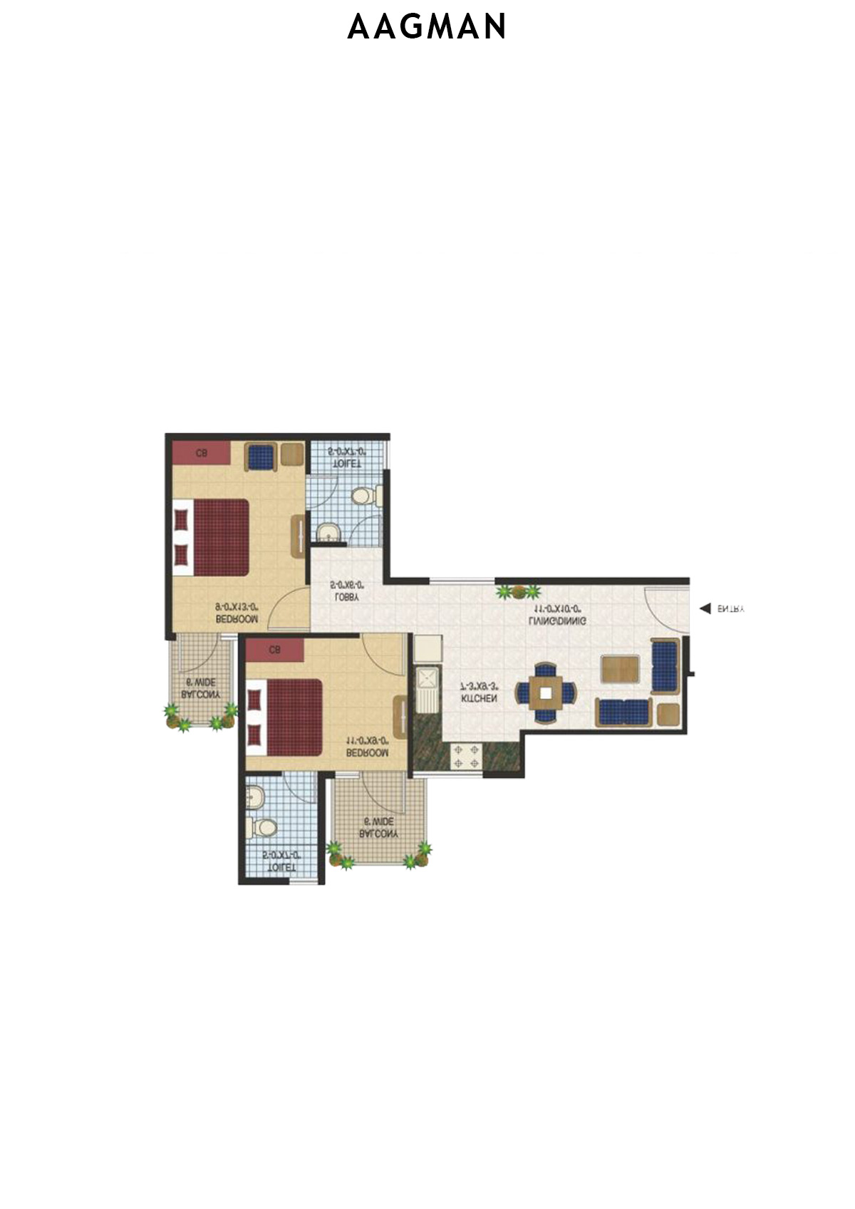 Aagman Tower 3 Unit 5 (Type A1) Floor Plan