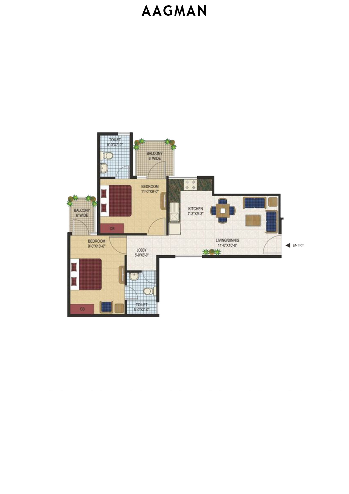 Aagman Tower 3 Unit 6 (Type A1) Floor Plan