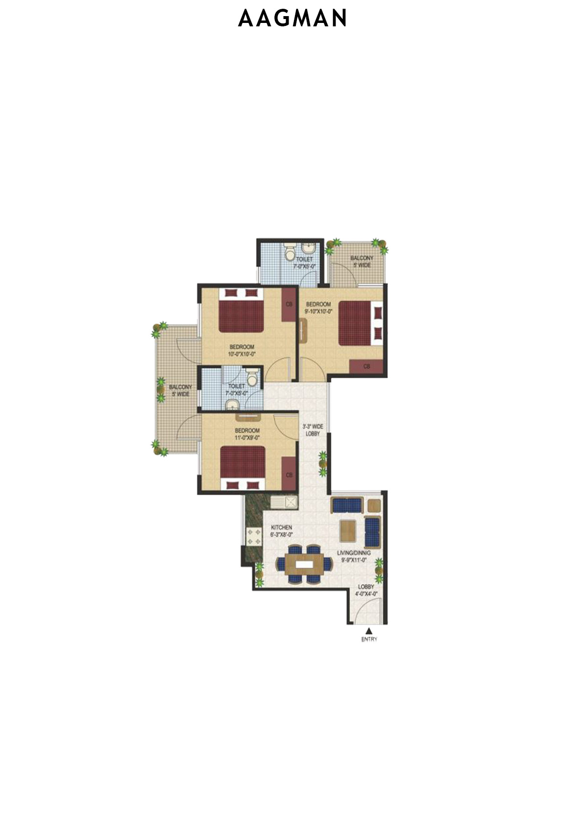 Aagman Tower 3 Unit 7 (Type A) Floor Plan