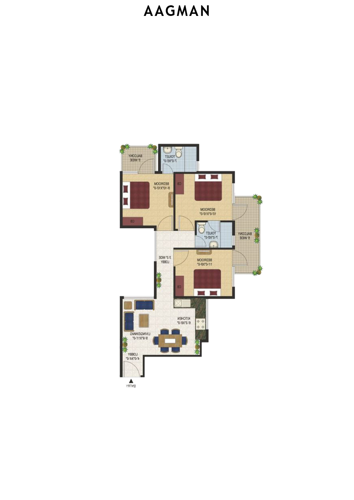Aagman Tower 3 Unit 8 (Type A) Floor Plan