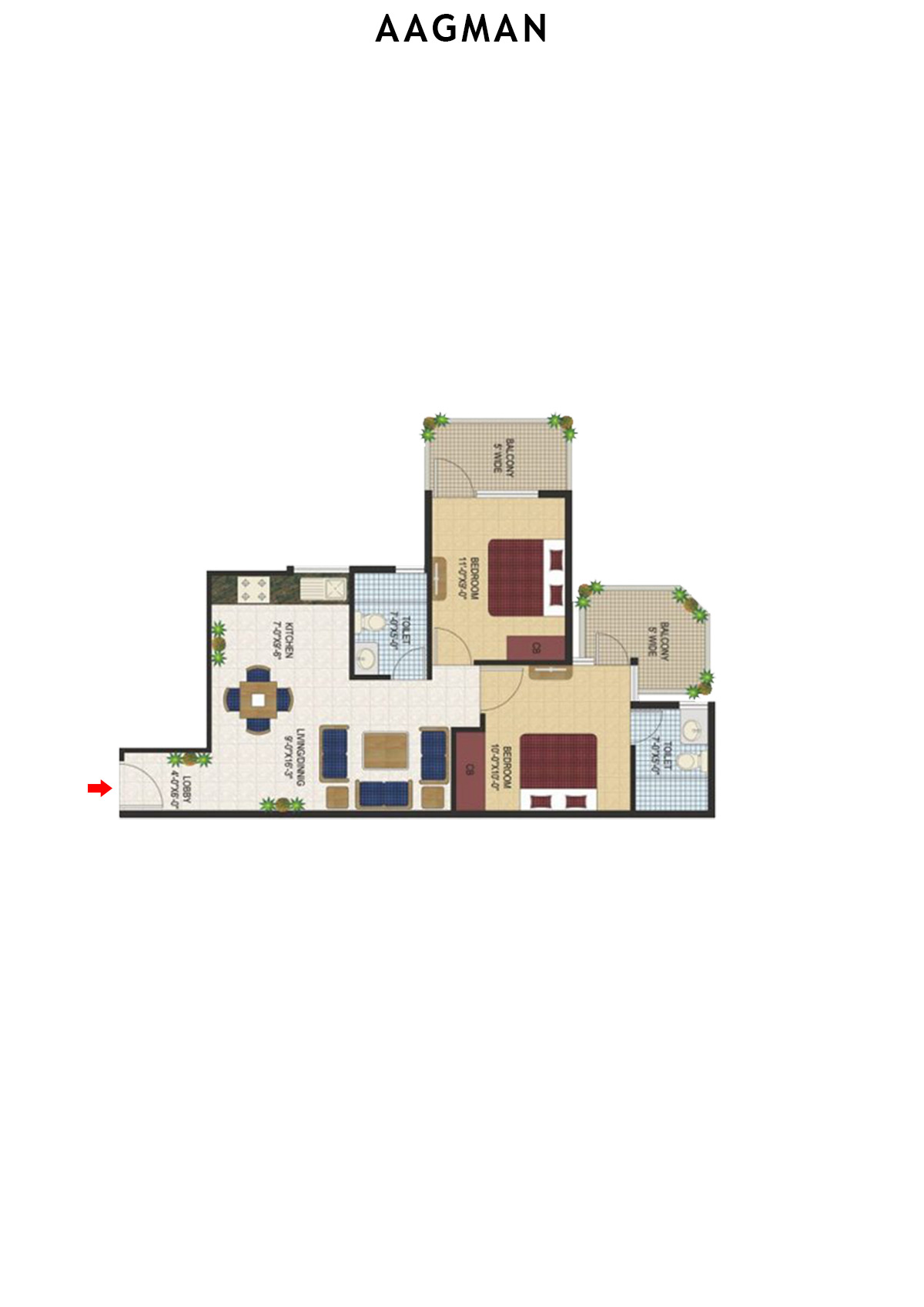 Aagman Tower 8 Unit 1 (Type B) Floor Plan