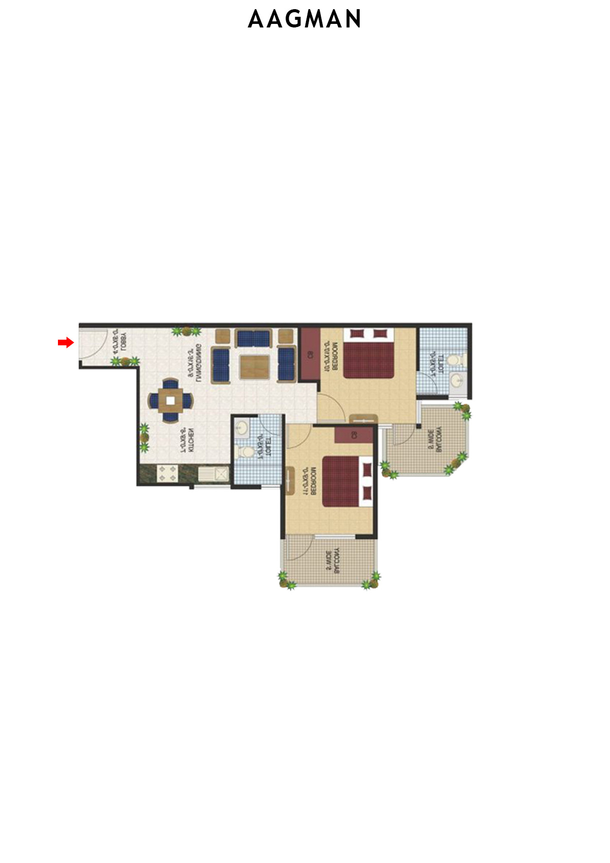 Aagman Tower 8 Unit 2 (Type B) Floor Plan