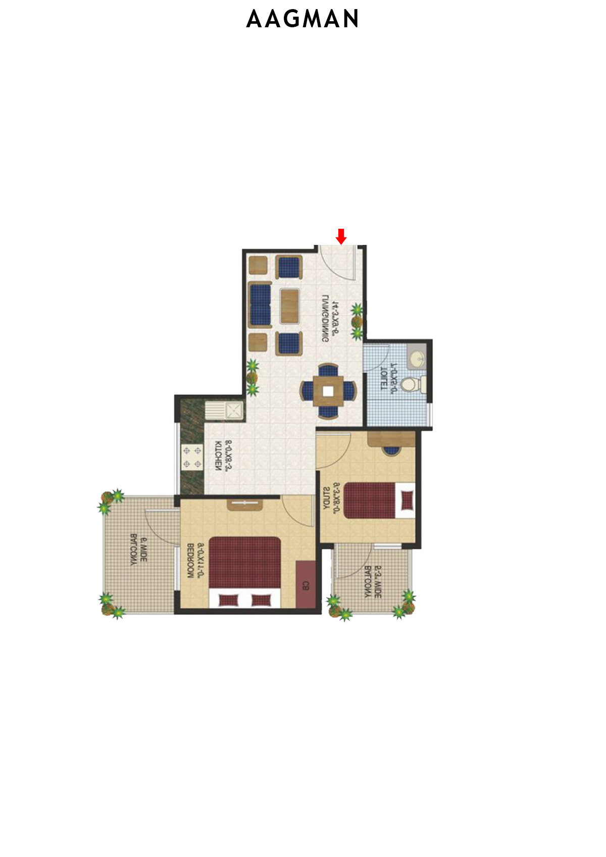 Aagman Tower 8 Unit 4 (Type B2) Floor Plan