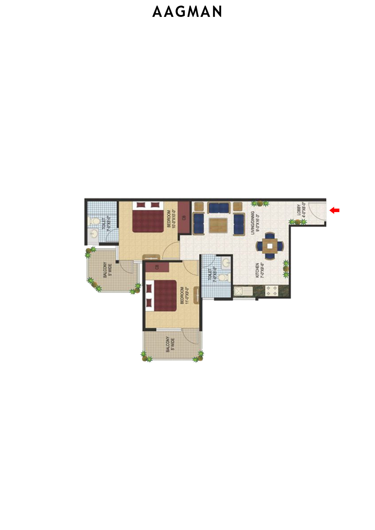 Aagman Tower 8 Unit 5 (Type B) Floor Plan