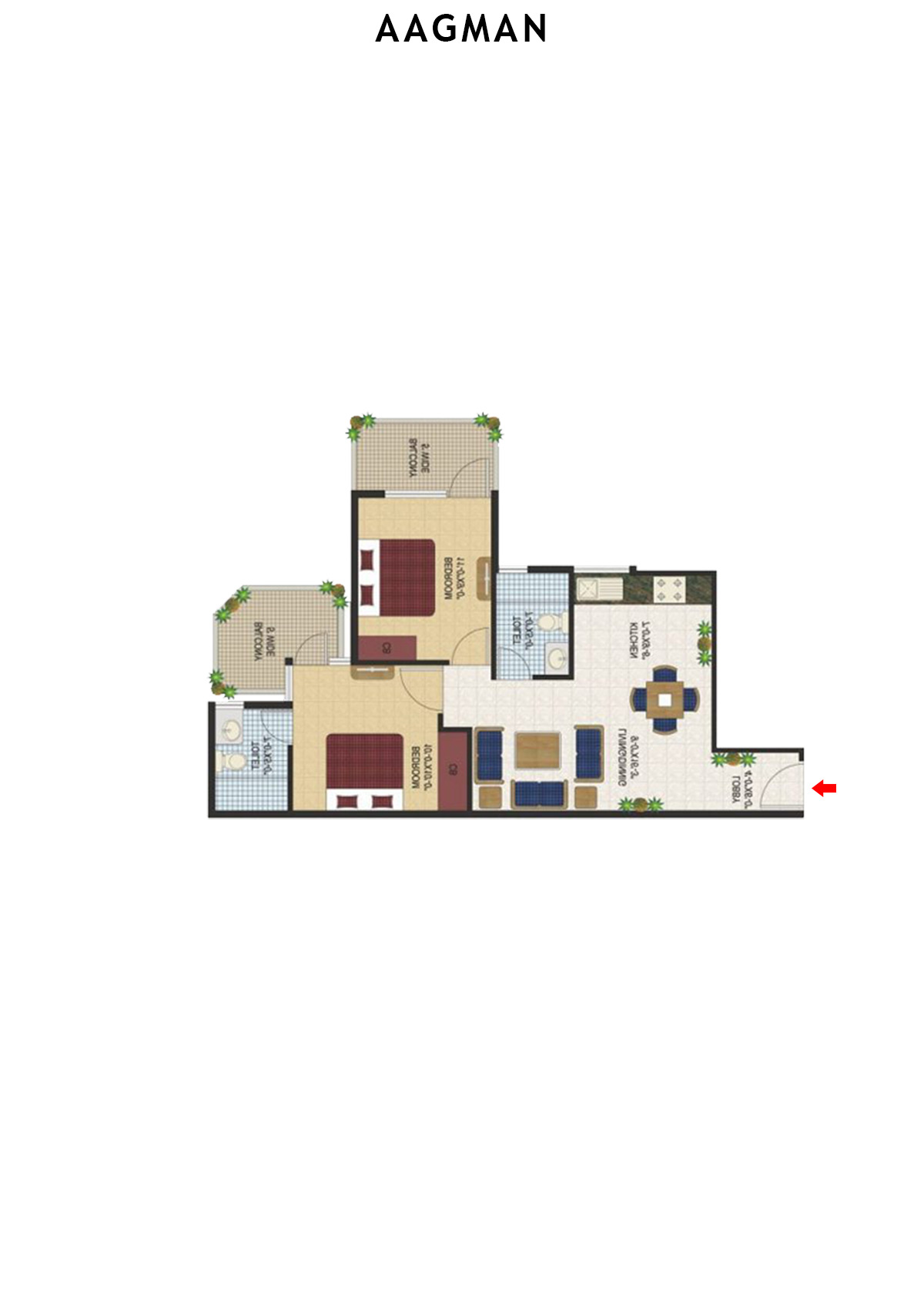 Aagman Tower 8 Unit 6 (Type B) Floor Plan