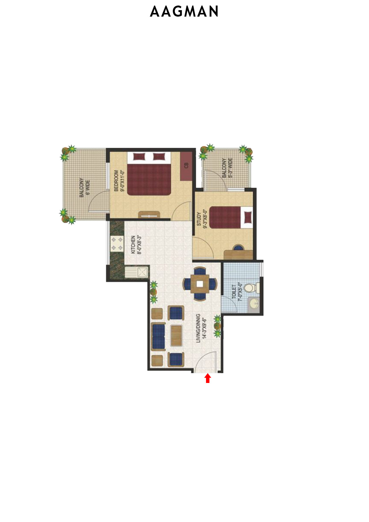 Aagman Tower 8 Unit 7 (Type B2) Floor Plan