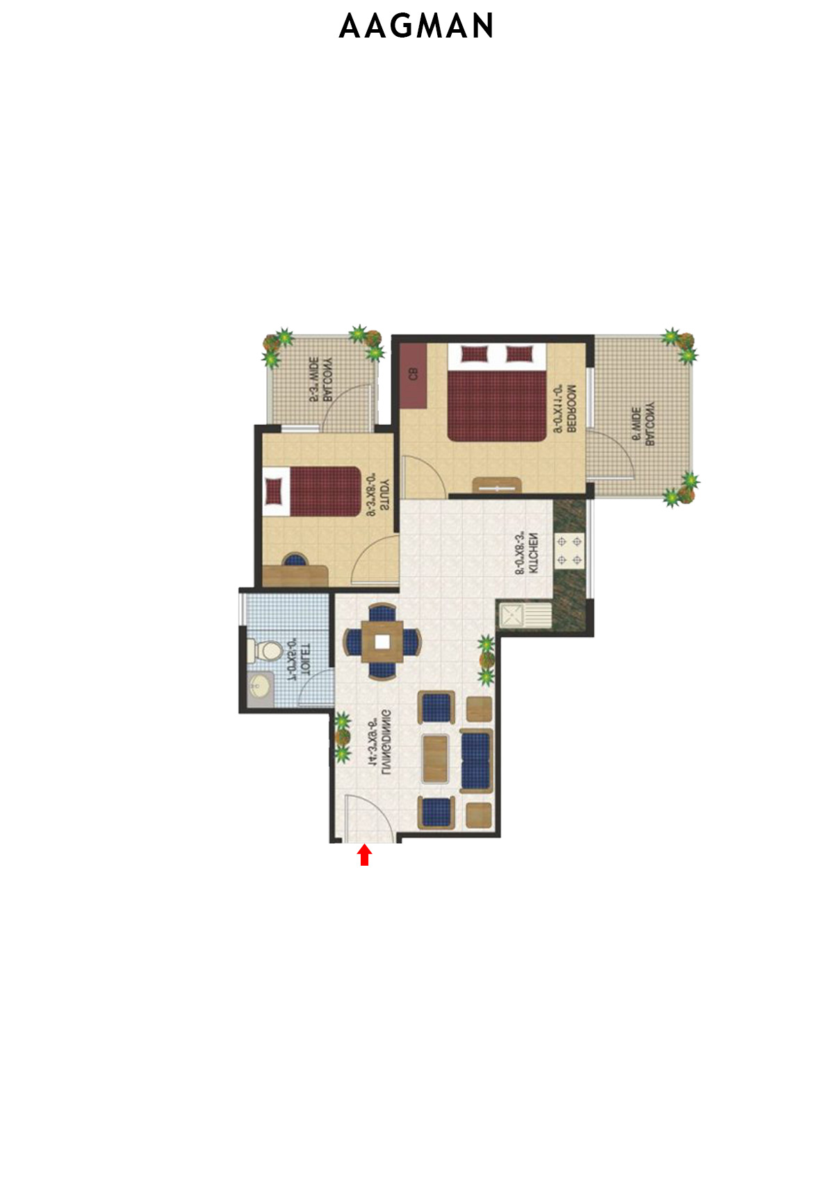 Aagman Tower 8 Unit 8 (Type B2) Floor Plan