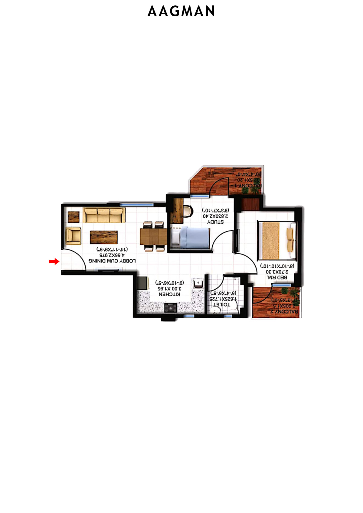 Aagman Tower 9 Unit 1 (Type C1) Floor Plan
