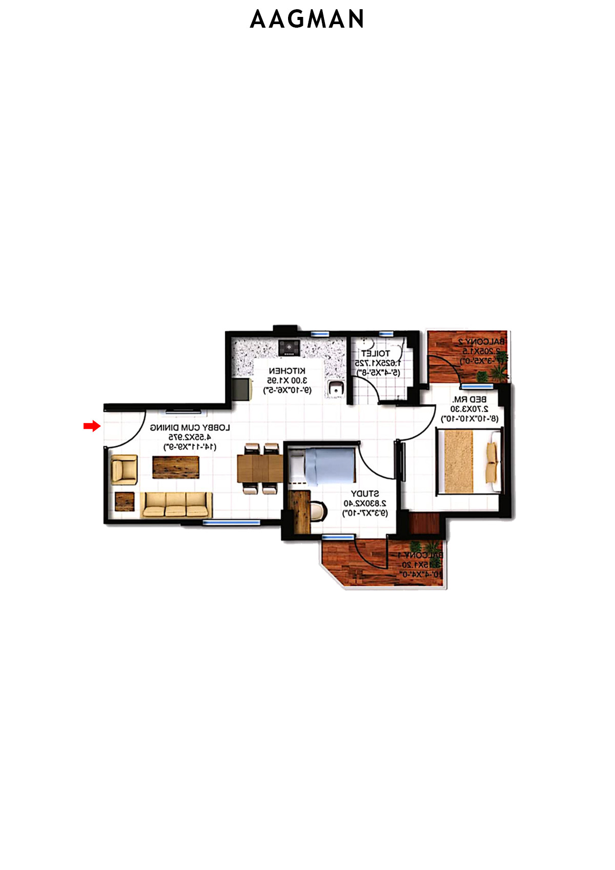 Aagman Tower 9 Unit 2 (Type C1) Floor Plan