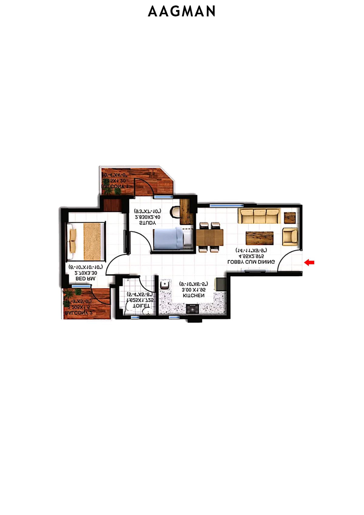 Aagman Tower 9 Unit 6 (Type C1) Floor Plan