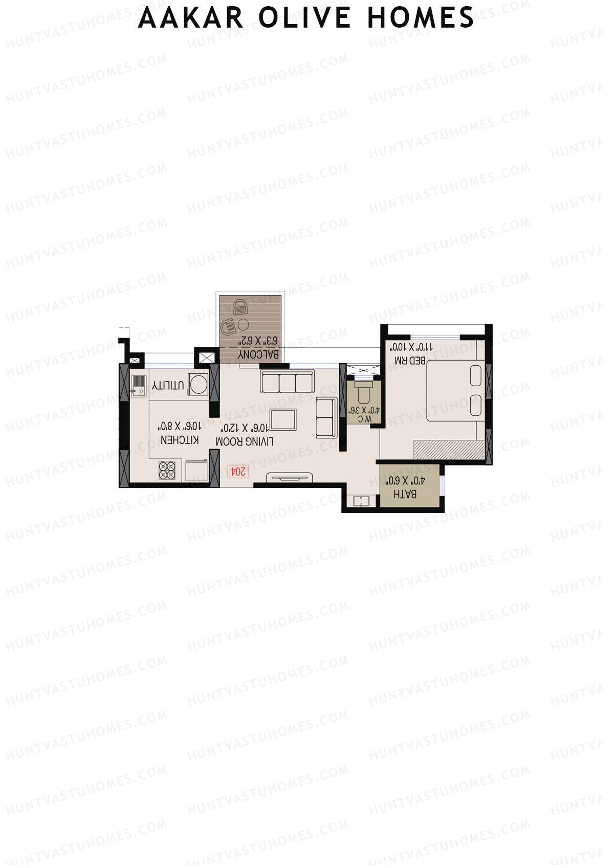 Aakar Olive Homes, Olive Homes 2 Wing B, Unit 2, 1BHK, Super Area 645   sq ft 