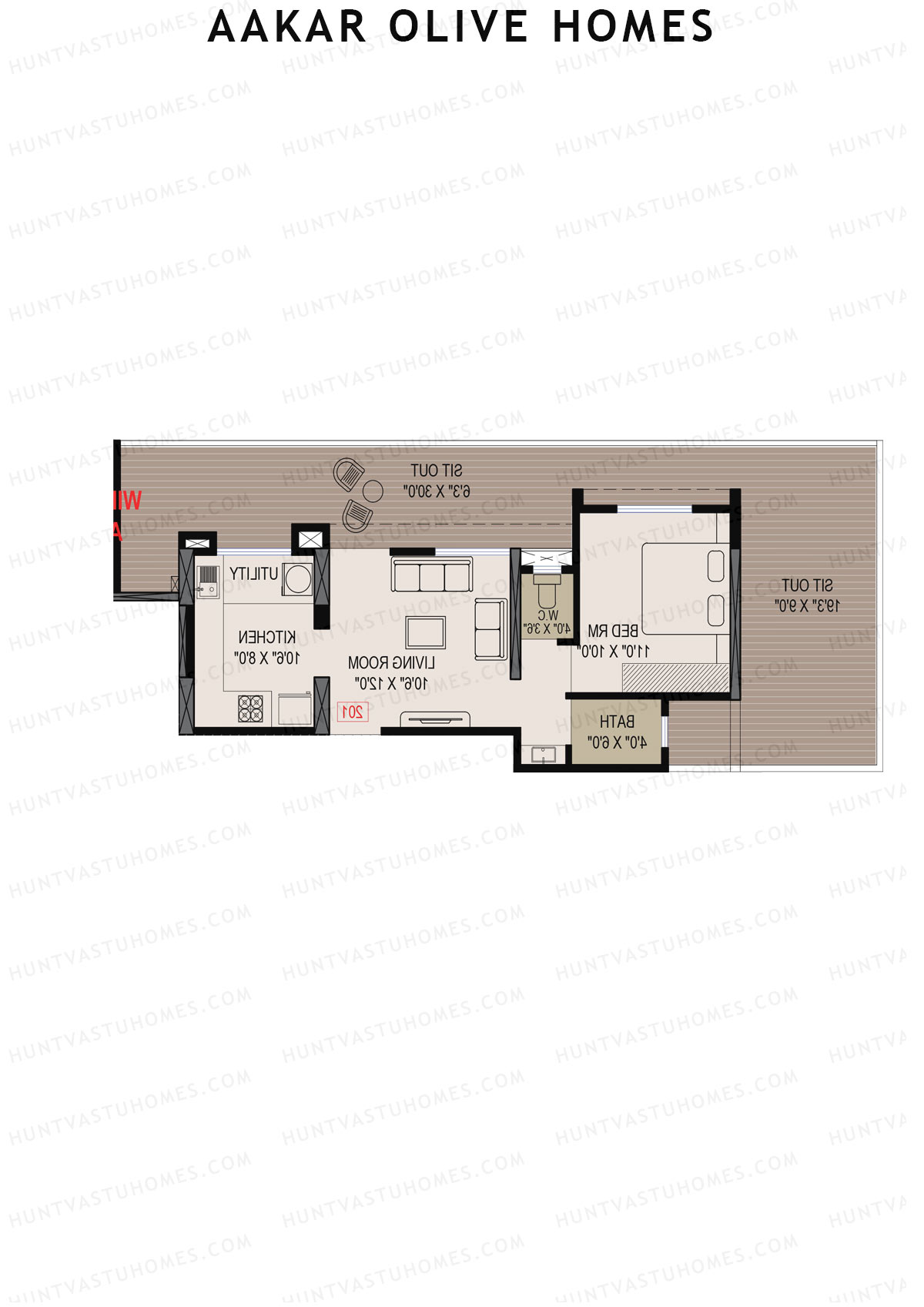 Aakar Olive Homes, Olive Homes 2 Wing B, Unit 2, 1BHK, Super Area 1223   sq ft 