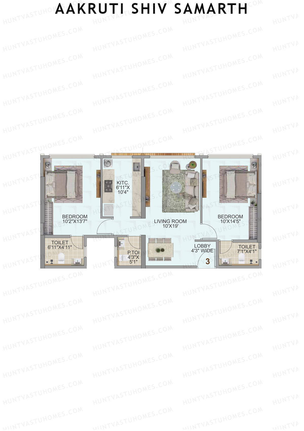 Aakruti Shiv Samarth Tower 1 Unit 3 Floor Plan