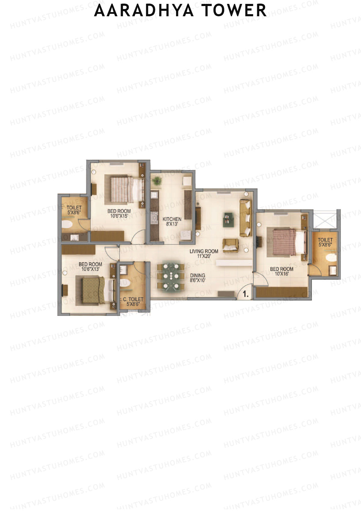 Aaradhya Tower Wing A Unit 1 Floor Plan