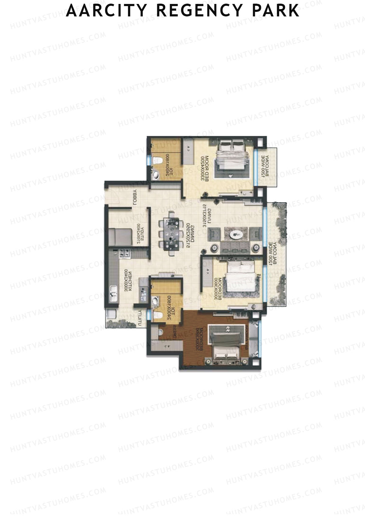 Aarcity Regency Park Tower A Unit 3 Floor Plan