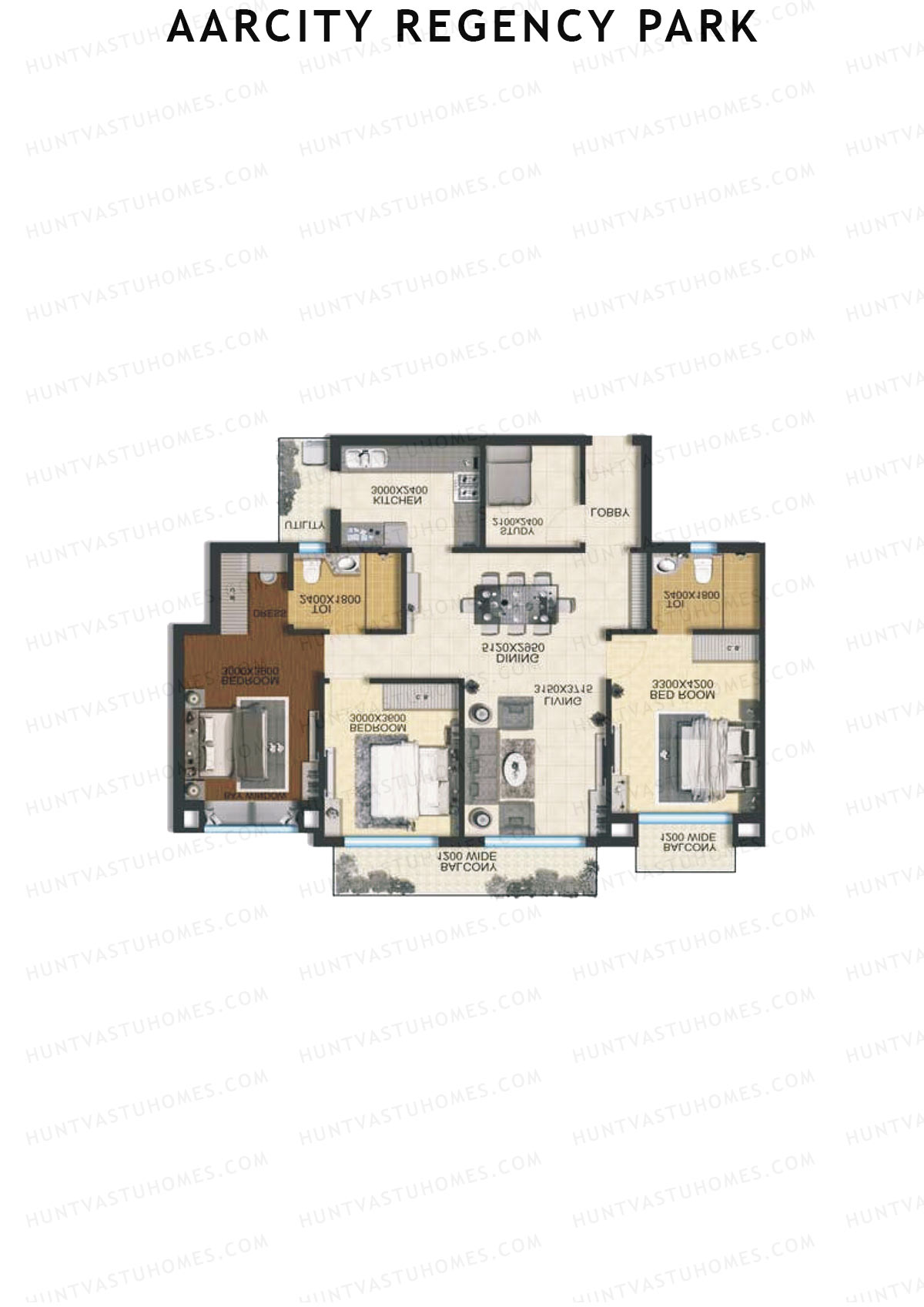 Aarcity Regency Park Tower B Unit 3 Floor Plan