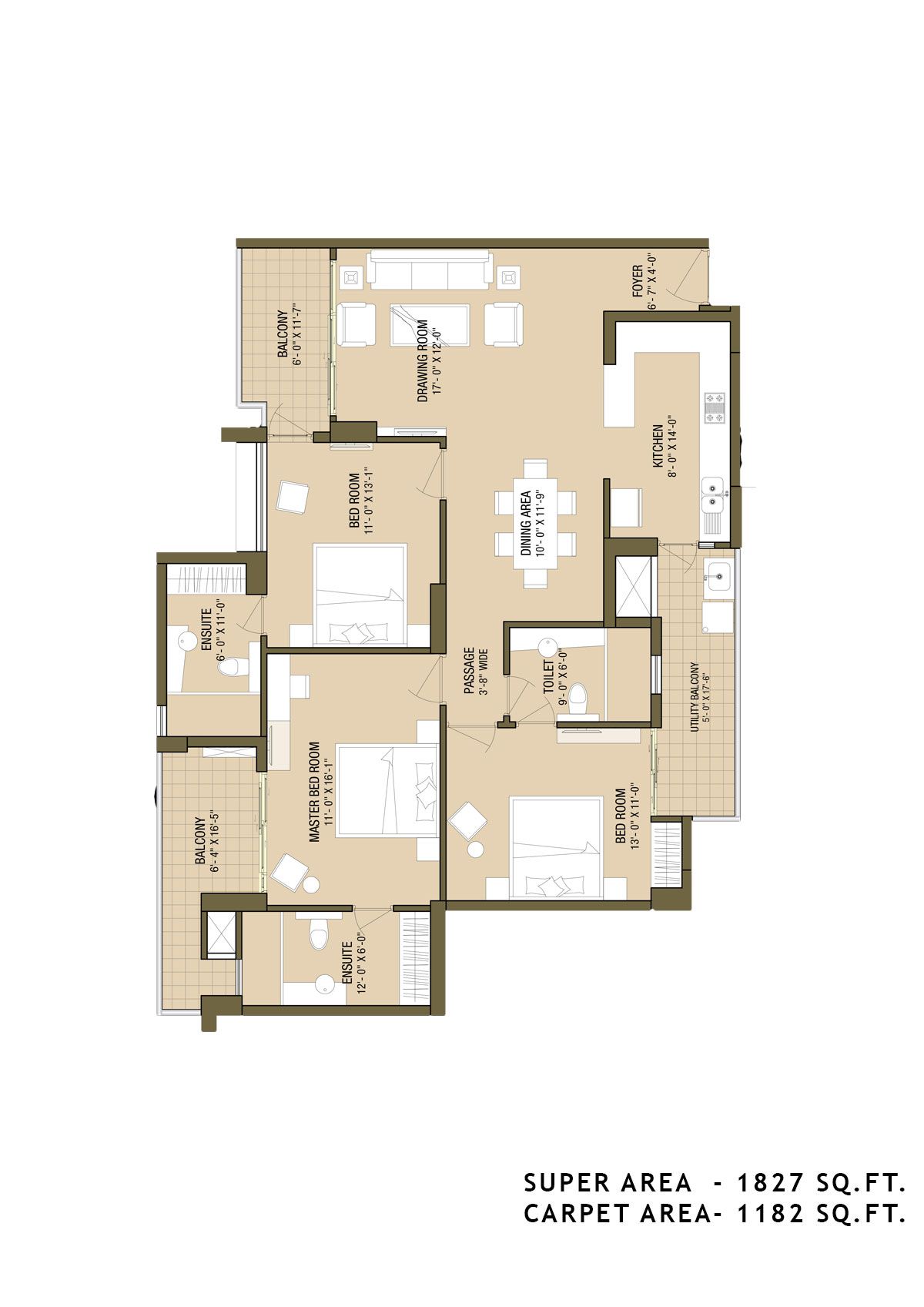 Aba Cleo County Tower B6 Unit 3 Floor Plan