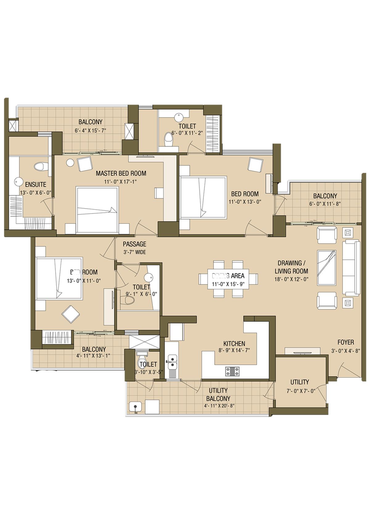 Aba Cleo County Tower C1 Unit 2 Floor Plan