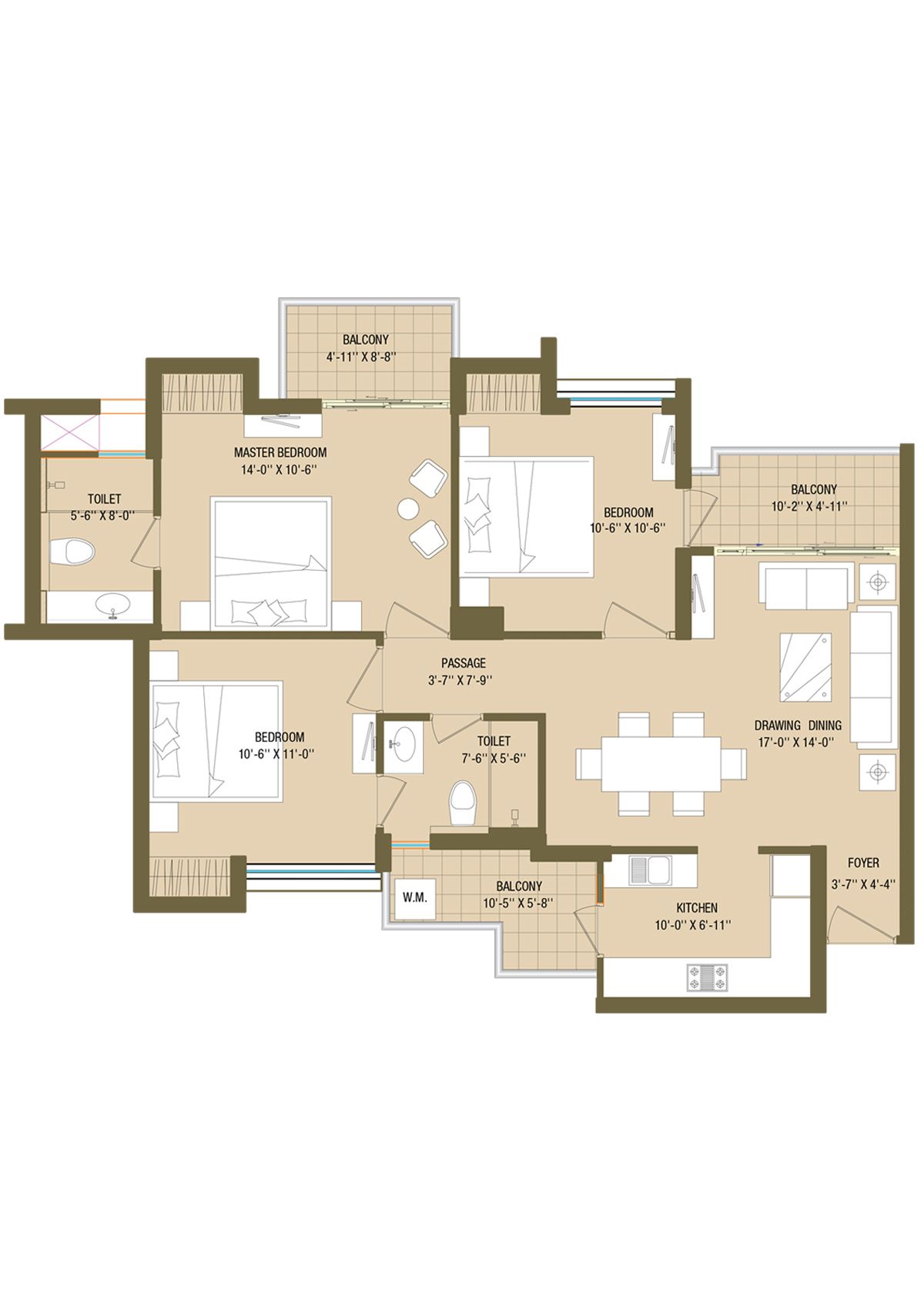 Aba Cleo County Tower E3 Unit 5, 7 Floor Plan