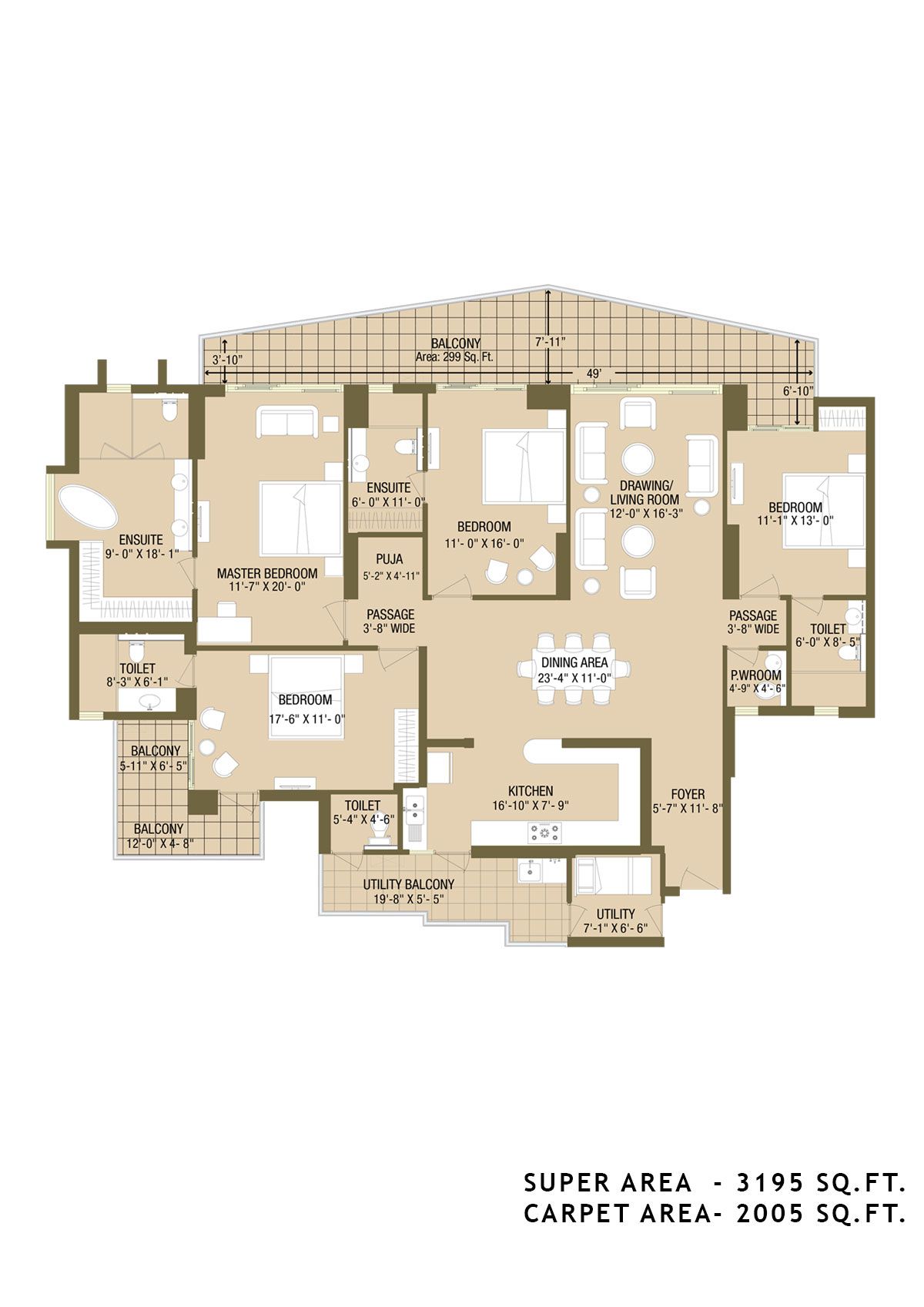 Aba Cleo County Tower G Unit 3 Floor Plan