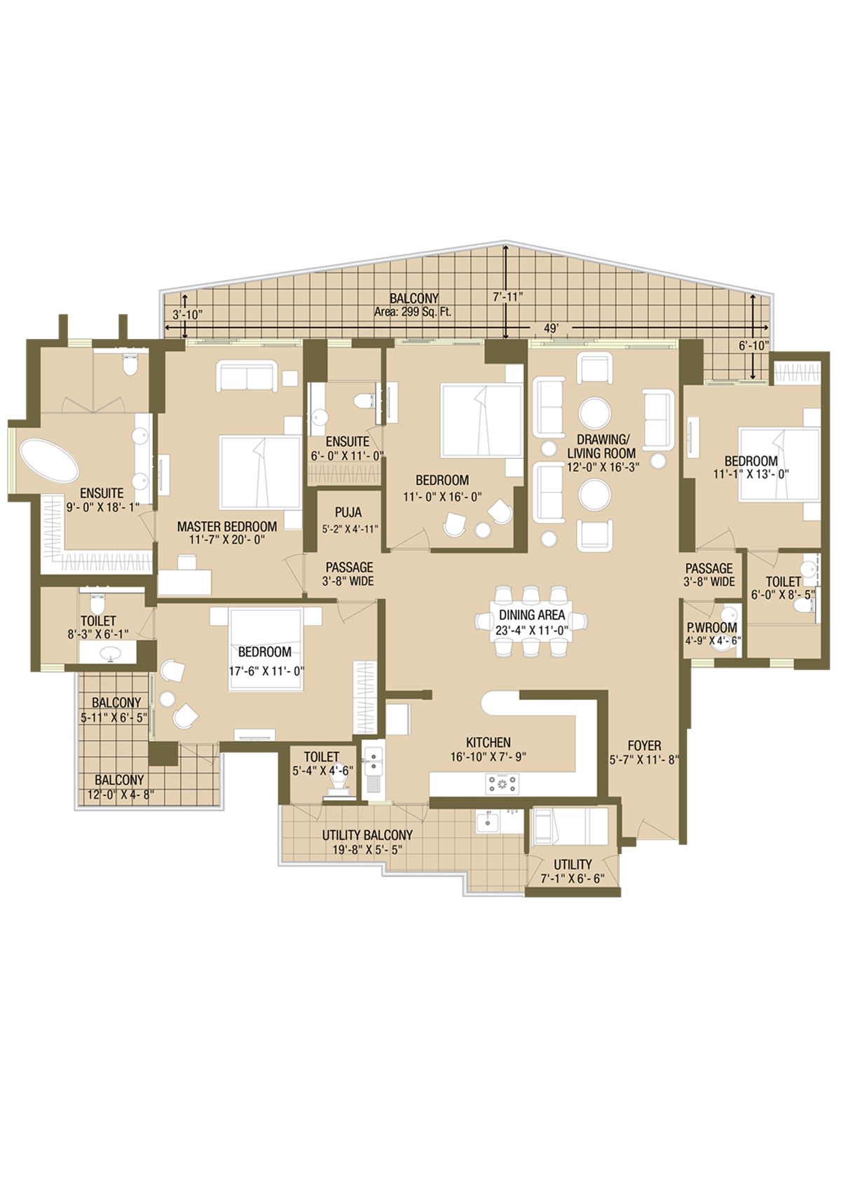 Aba Cleo County Tower G Unit 4 Floor Plan