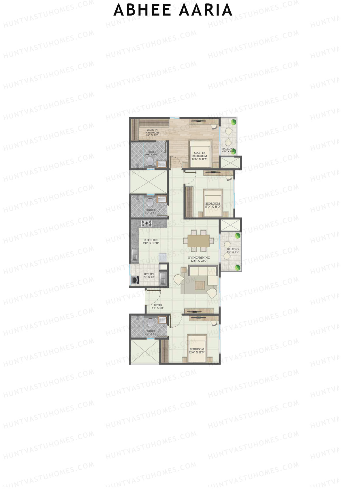 Abhee Aaria Tower 1 Unit 3 Floor Plan