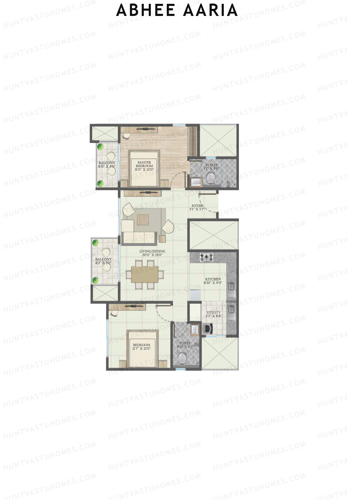 Abhee Aaria Tower 1 Unit 8 Floor Plan