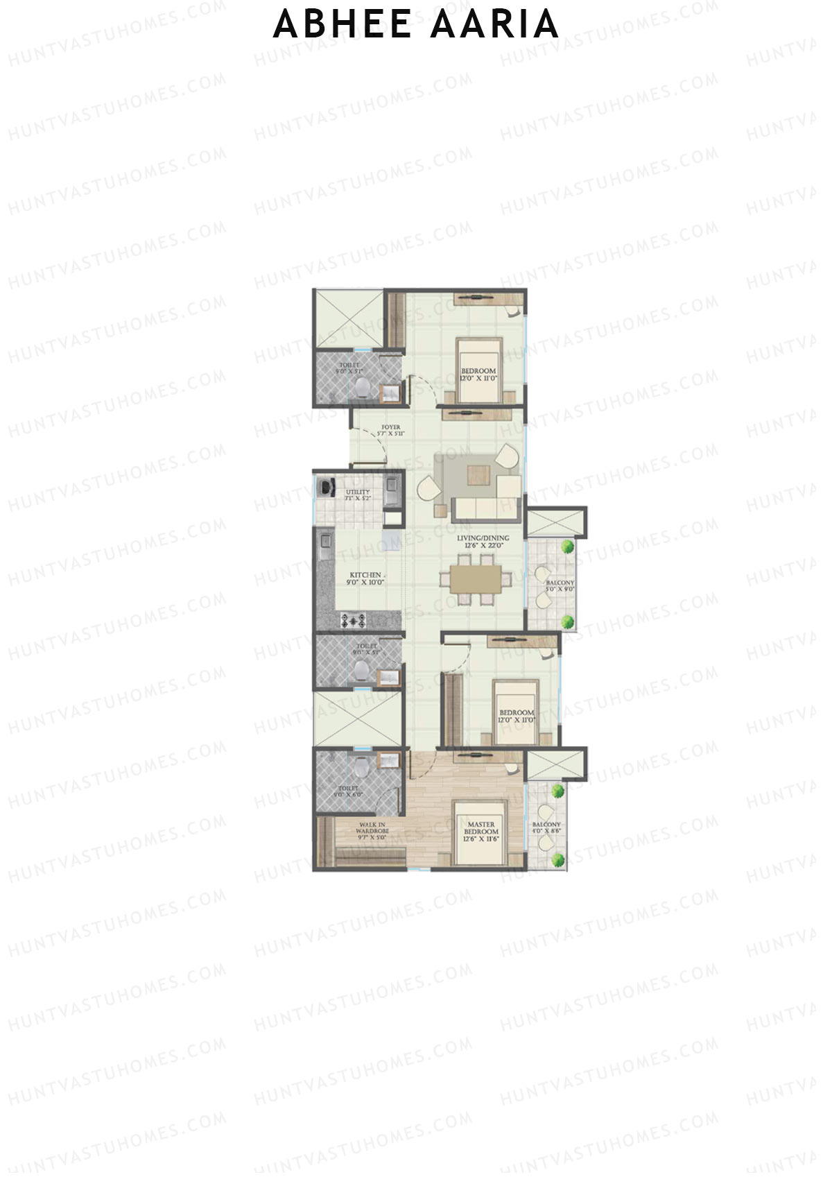 Abhee Aaria Tower 2 Unit 1 (Type 6) Floor Plan
