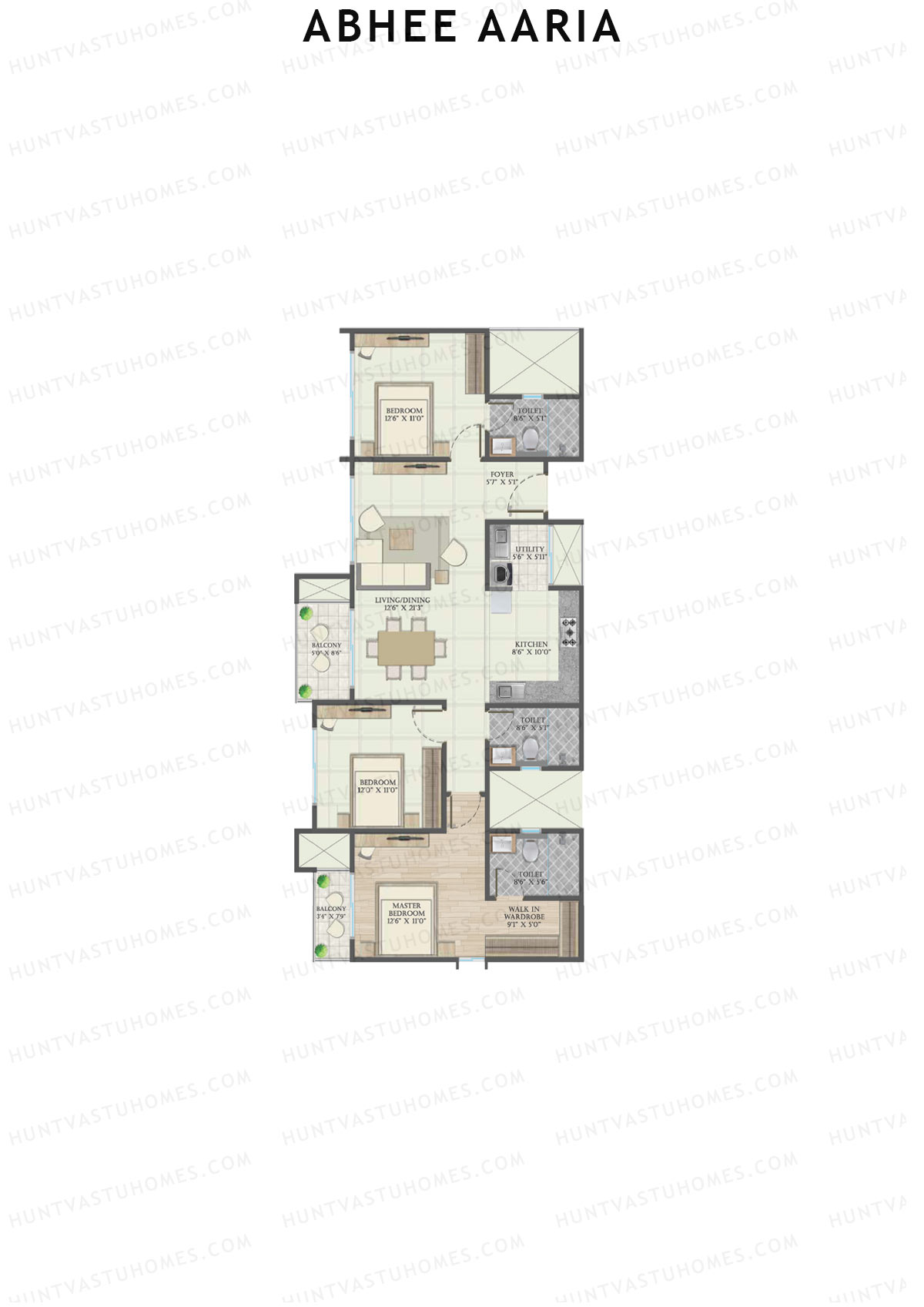 Abhee Aaria Tower 2 Unit 3 Floor Plan