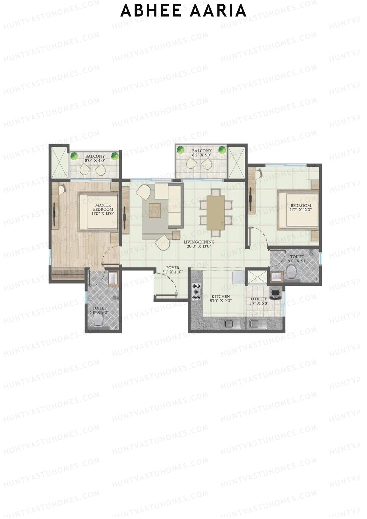 Abhee Aaria Tower 3 Unit 4 Floor Plan