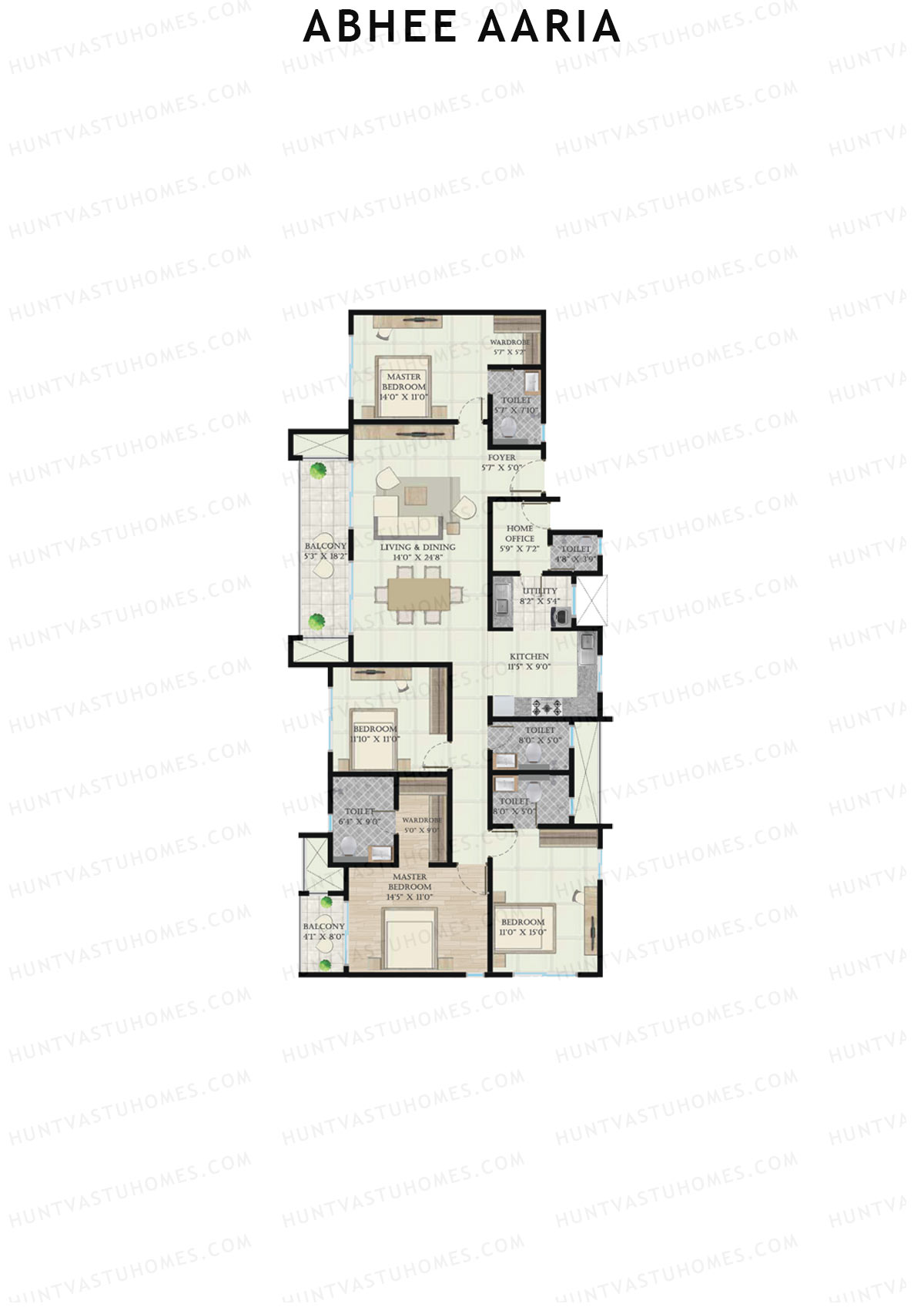 Abhee Aaria PRESIDENTIAL Unit 2 Floor Plan