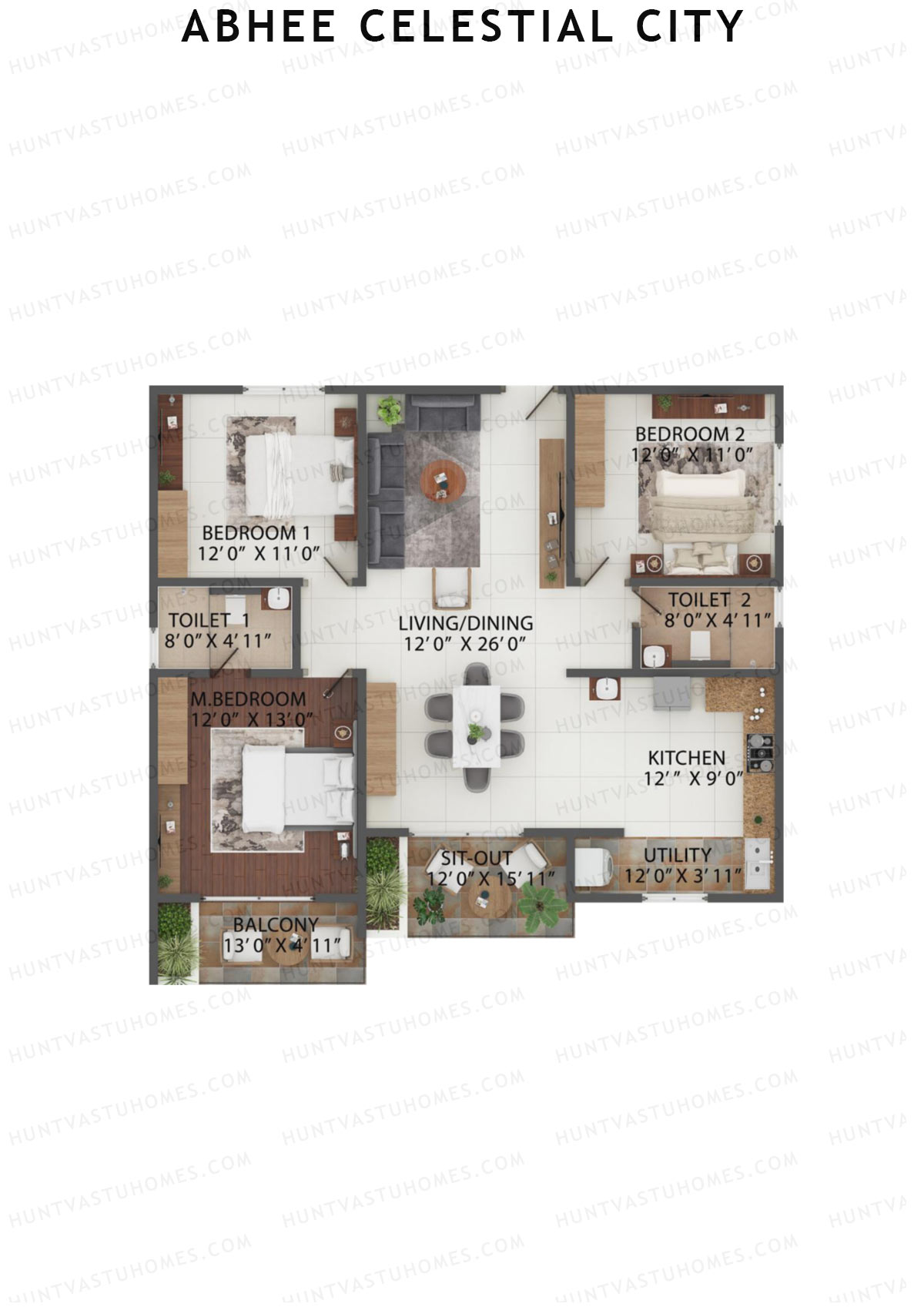 Abhee Celestial City Wing C Unit C15 Floor Plan