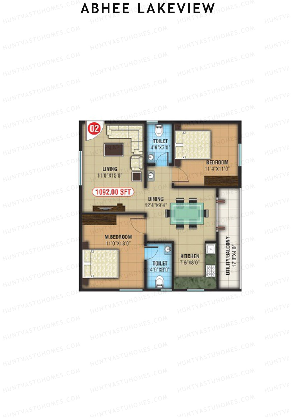 Abhee Lakeview Block A Unit 2 Floor Plan