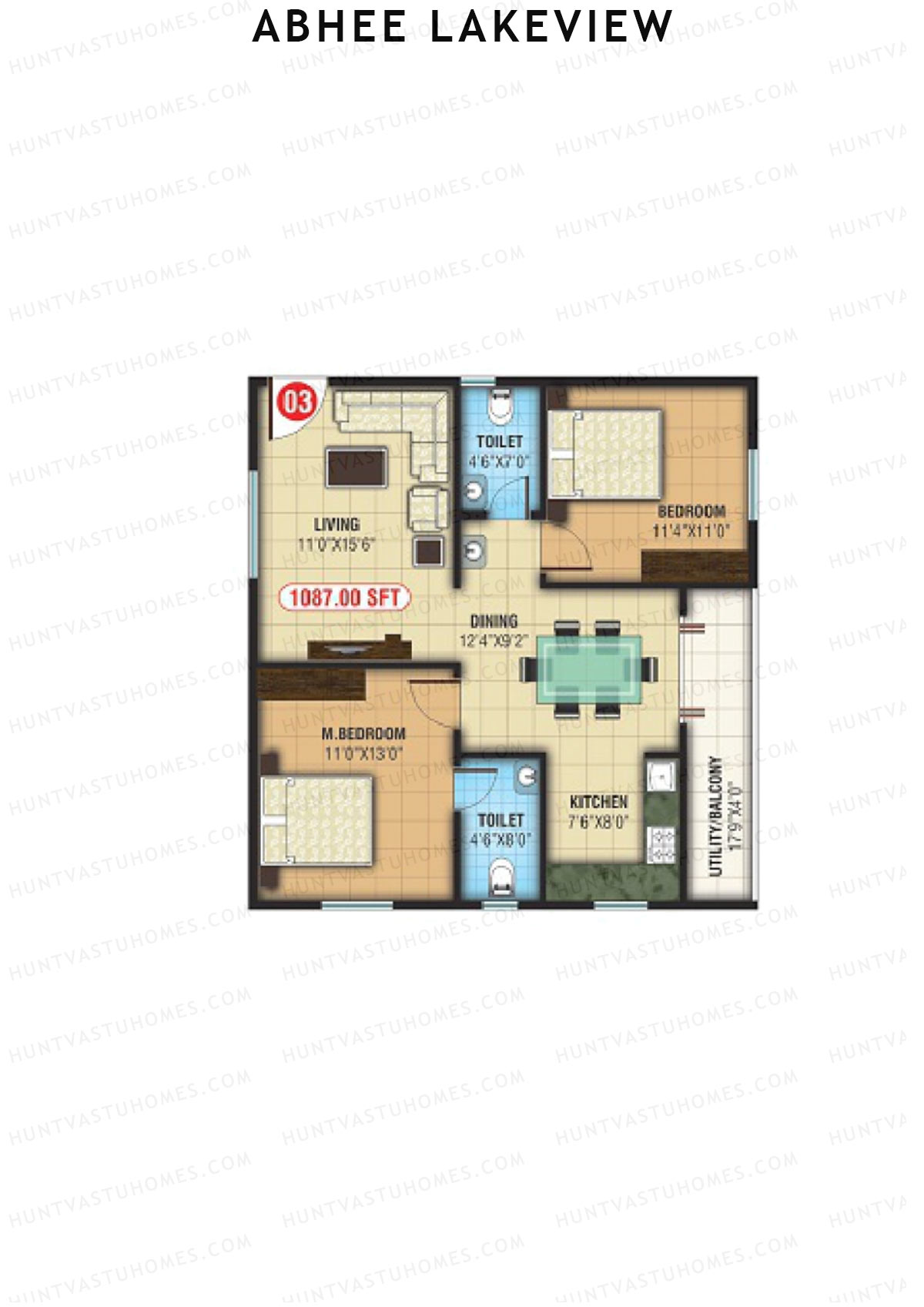 Abhee Lakeview Block A Unit 3 Floor Plan