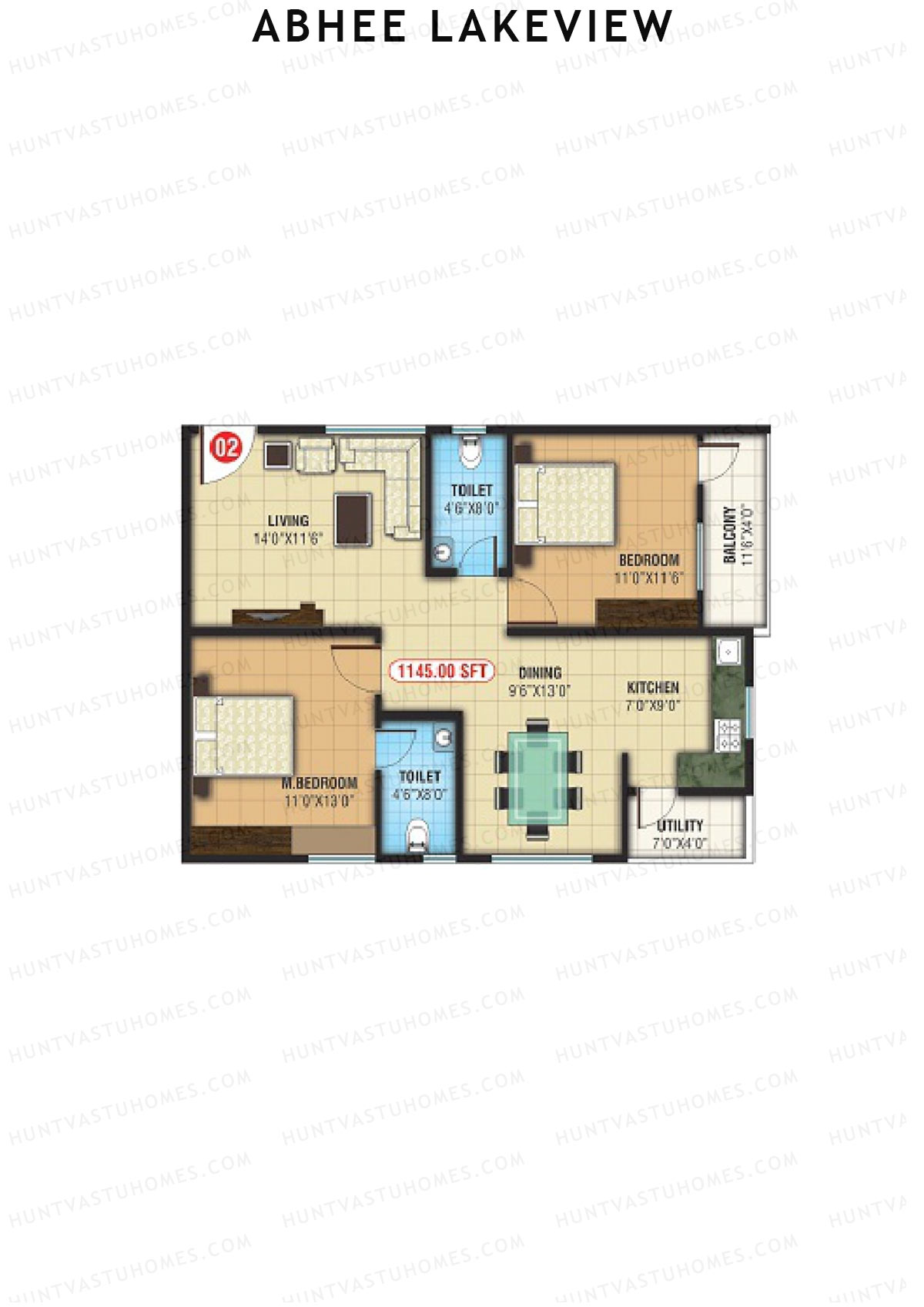 Abhee Lakeview Block B Unit 2 Floor Plan