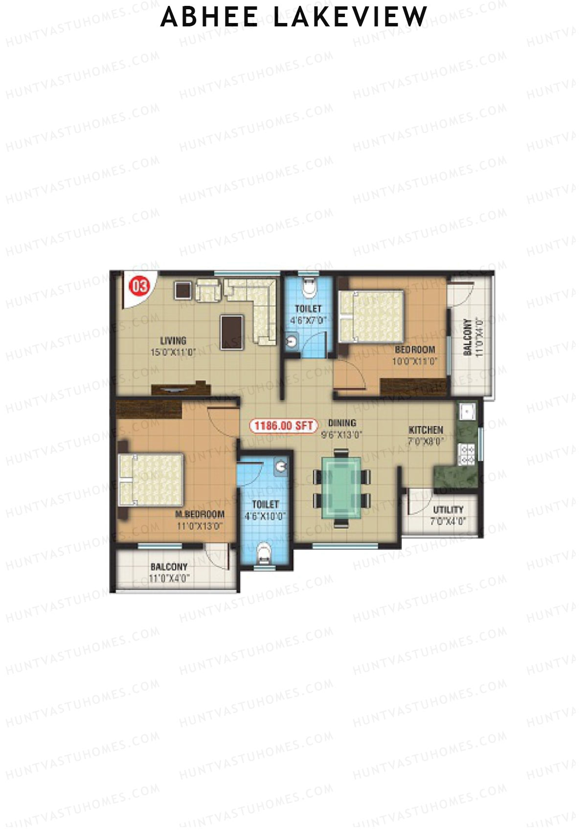 Abhee Lakeview Block B Unit 3 Floor Plan
