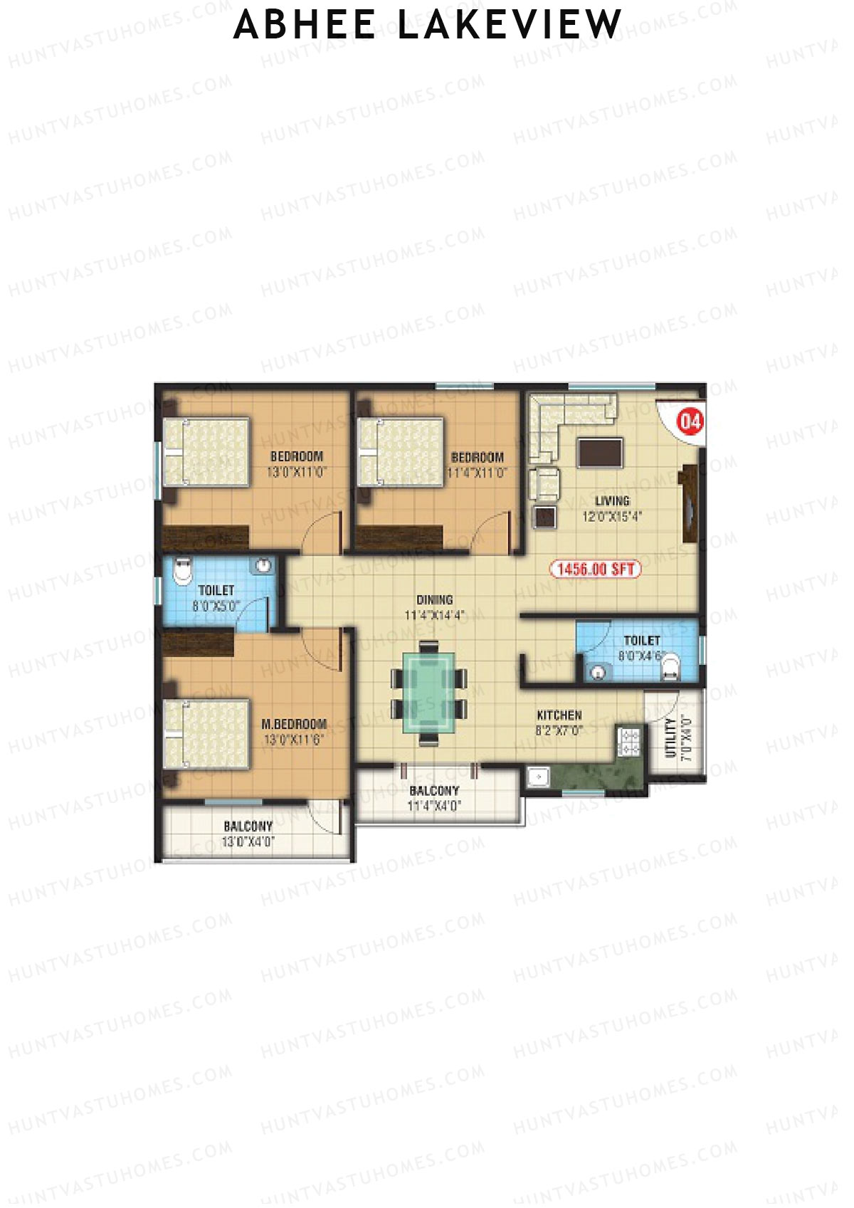 Abhee Lakeview Block B Unit 4 Floor Plan