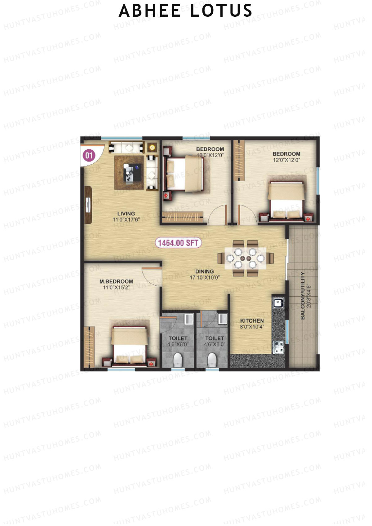 Abhee Lotus Tower 1 Unit 1 Floor Plan