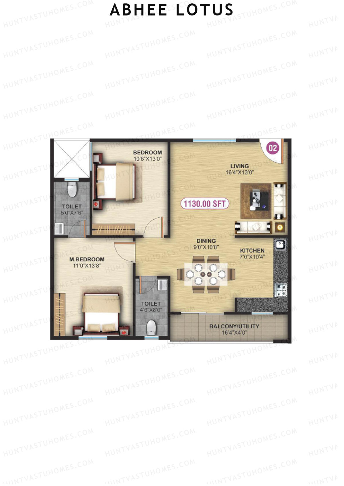 Abhee Lotus Tower 1 Unit 2 Floor Plan