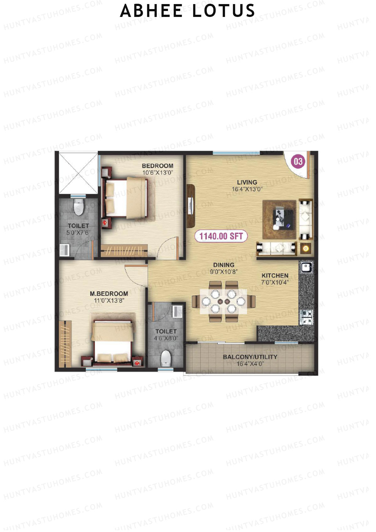 Abhee Lotus Tower 1 Unit 3 Floor Plan