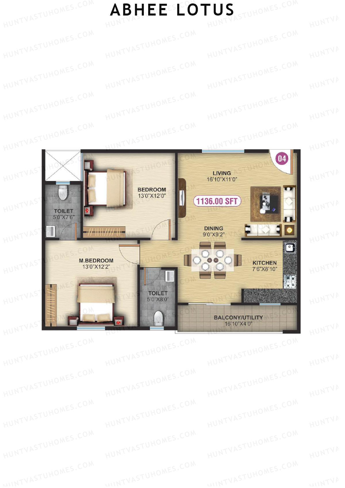 Abhee Lotus Tower 1 Unit 4 Floor Plan