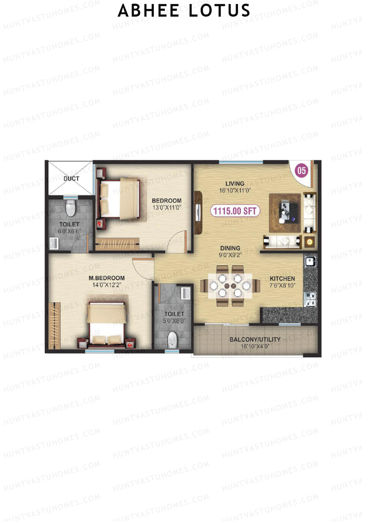 Abhee Lotus Tower 1 Unit 5 Floor Plan